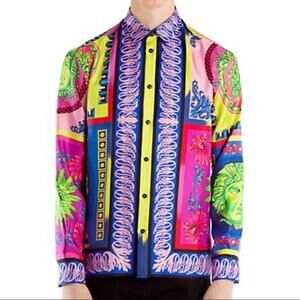 #VERSACE Baroque Printed Silk Shirt 38